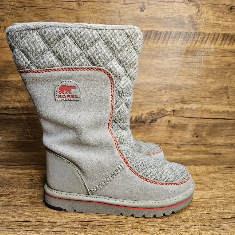 SOREL The Campus Beige Tall Slip on Winter Boots sz 2